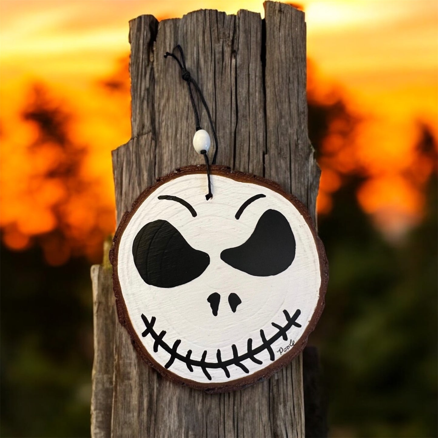 Hand Painted Jack Skeleton Wood Slice Ornament