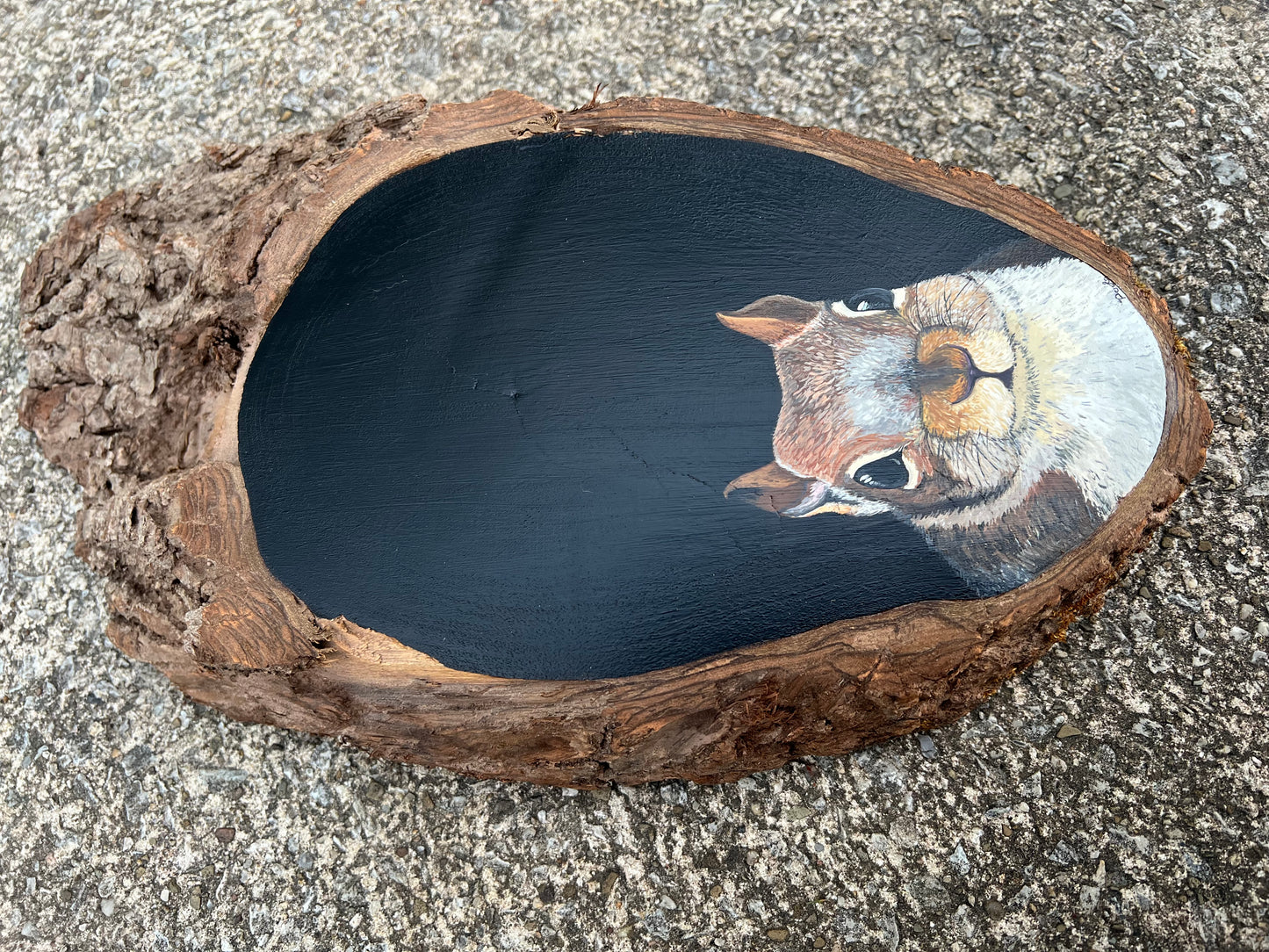 Hand Painted Squirrel Live Edge