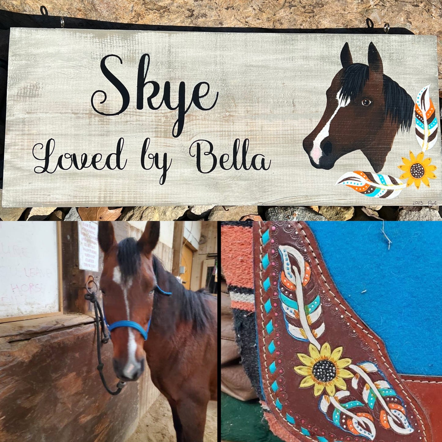 Hand Painted Custom Wooden Stall Sign - Weathered Grey