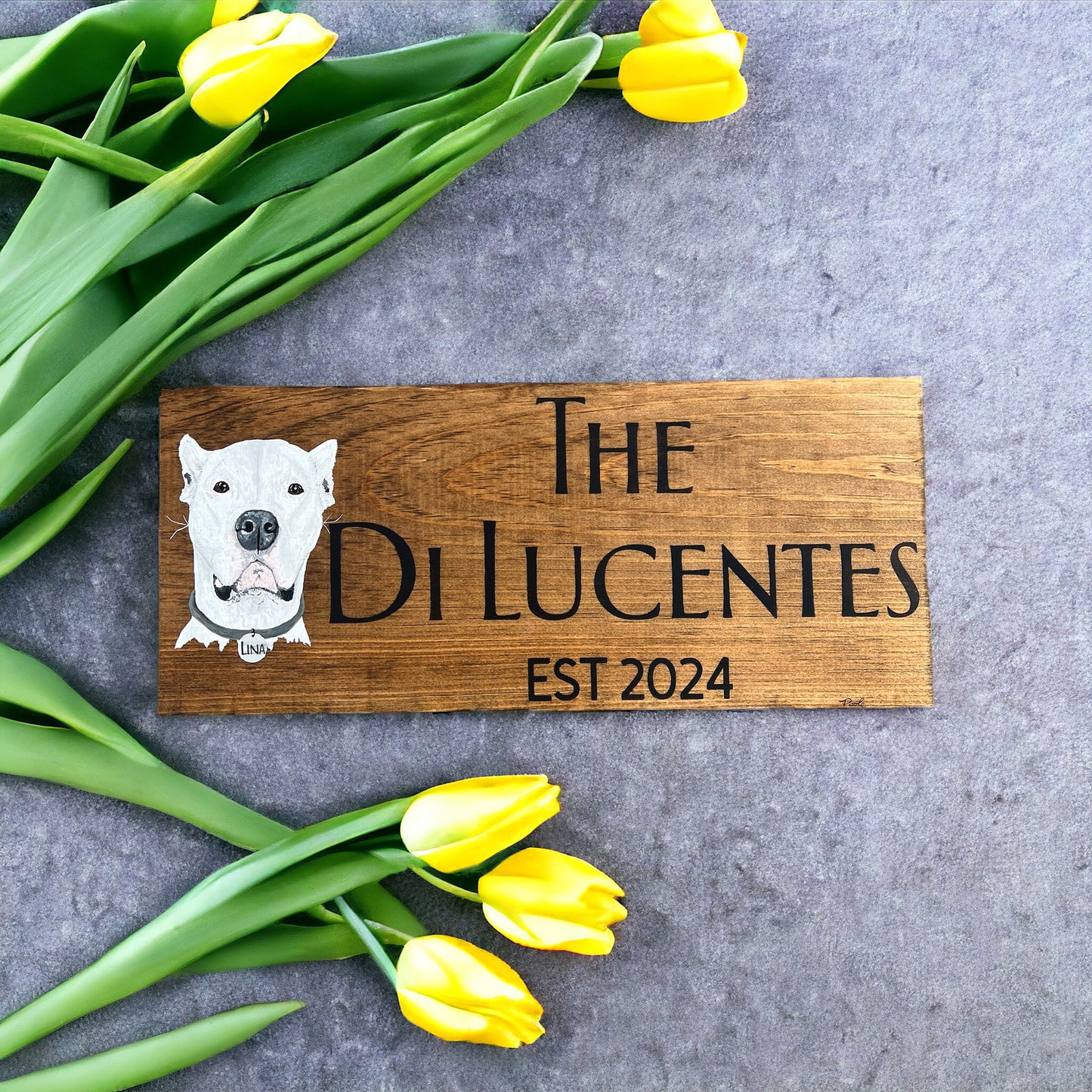 Hand Painted Custom Wooden Stall Sign - Walnut Stain