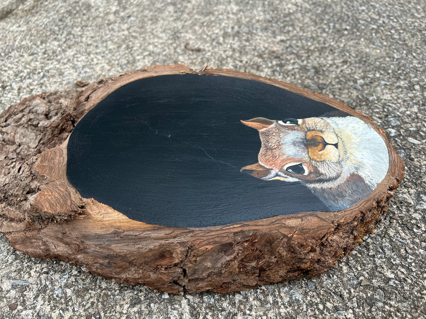 Hand Painted Squirrel Live Edge