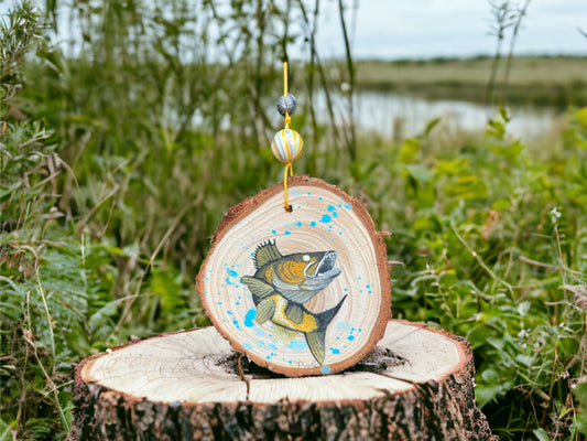 Hand Painted Walleye Wood Slice Ornament