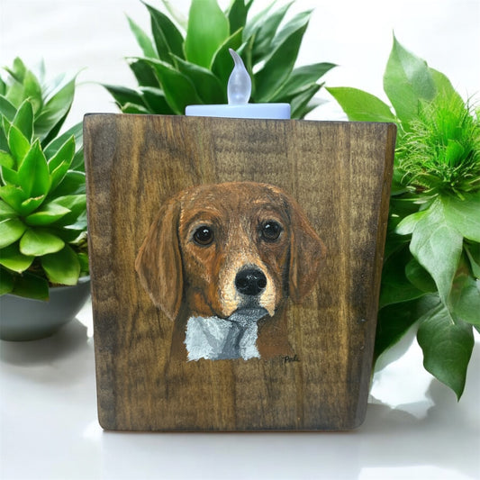 Hand Painted Custom Wooden Candle Holder (Single/Short)