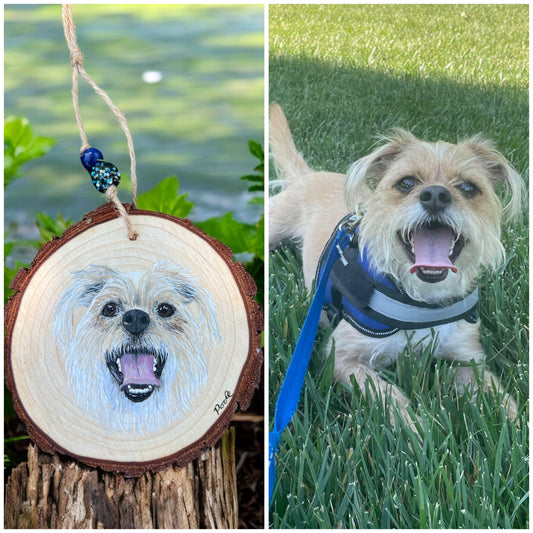 Hand Painted Custom Wood Slice Ornament