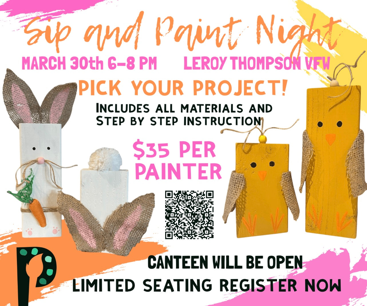 Sip and Paint Night Leroy VFW March 30th 6PM - 8PM