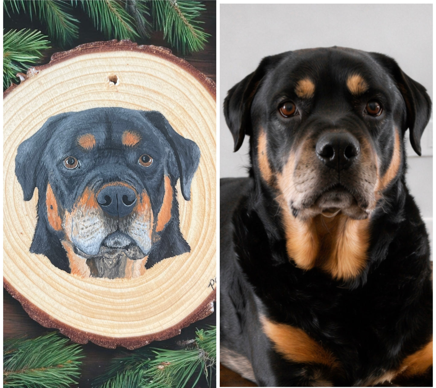 Hand Painted Custom Wood Slice Ornament