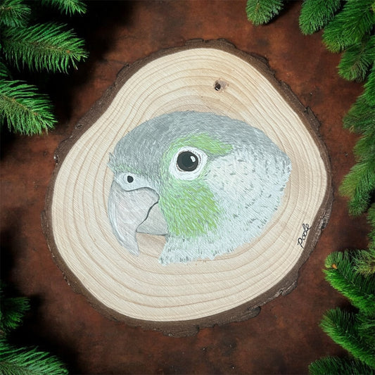 Hand Painted Cinnamon Conure Wood Slice Ornament
