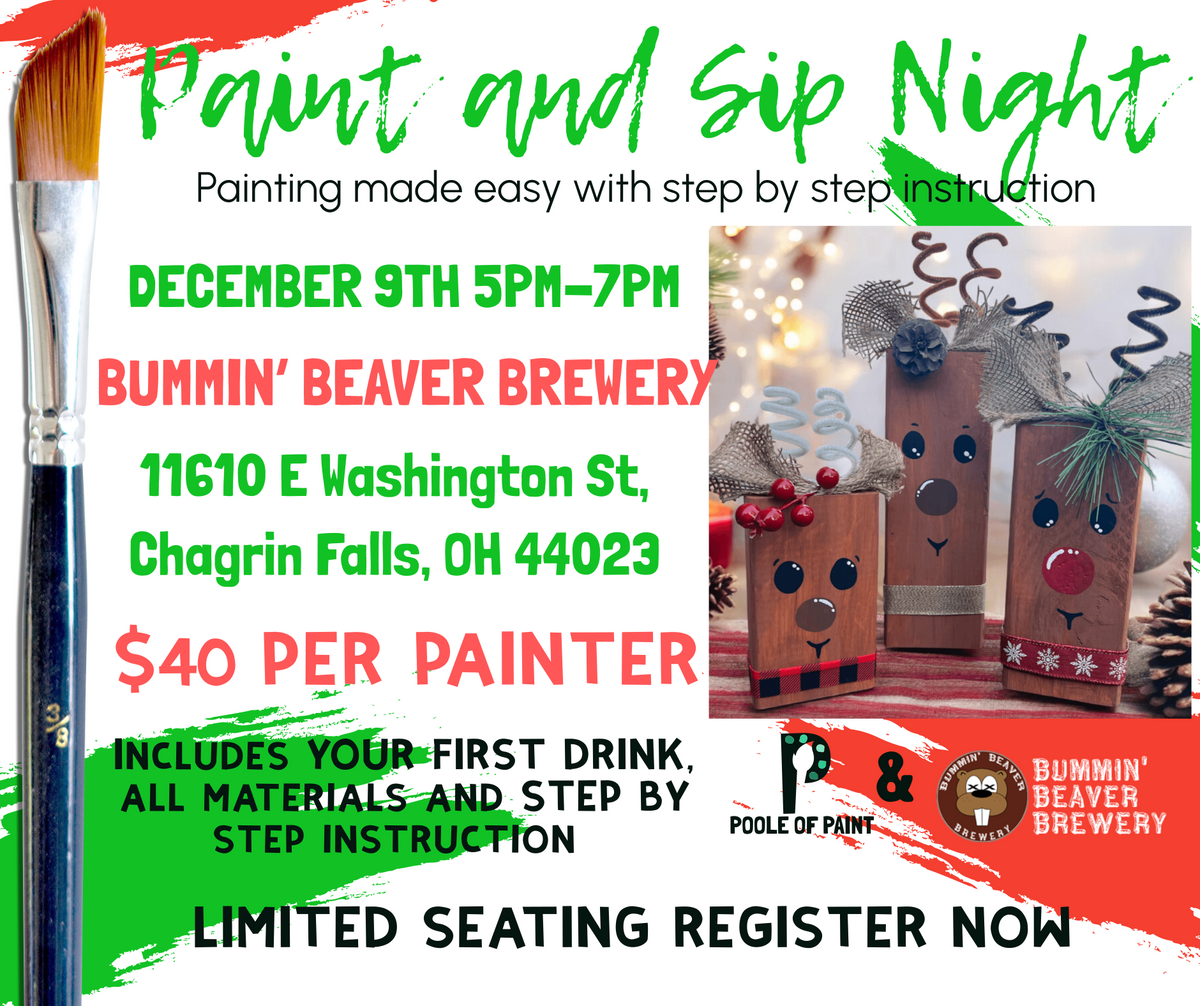 Paint and Sip Night With Bummin’ Beaver Brewery December 9th 5PM - 7PM