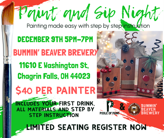 Paint and Sip Night With Bummin’ Beaver Brewery December 9th 5PM - 7PM