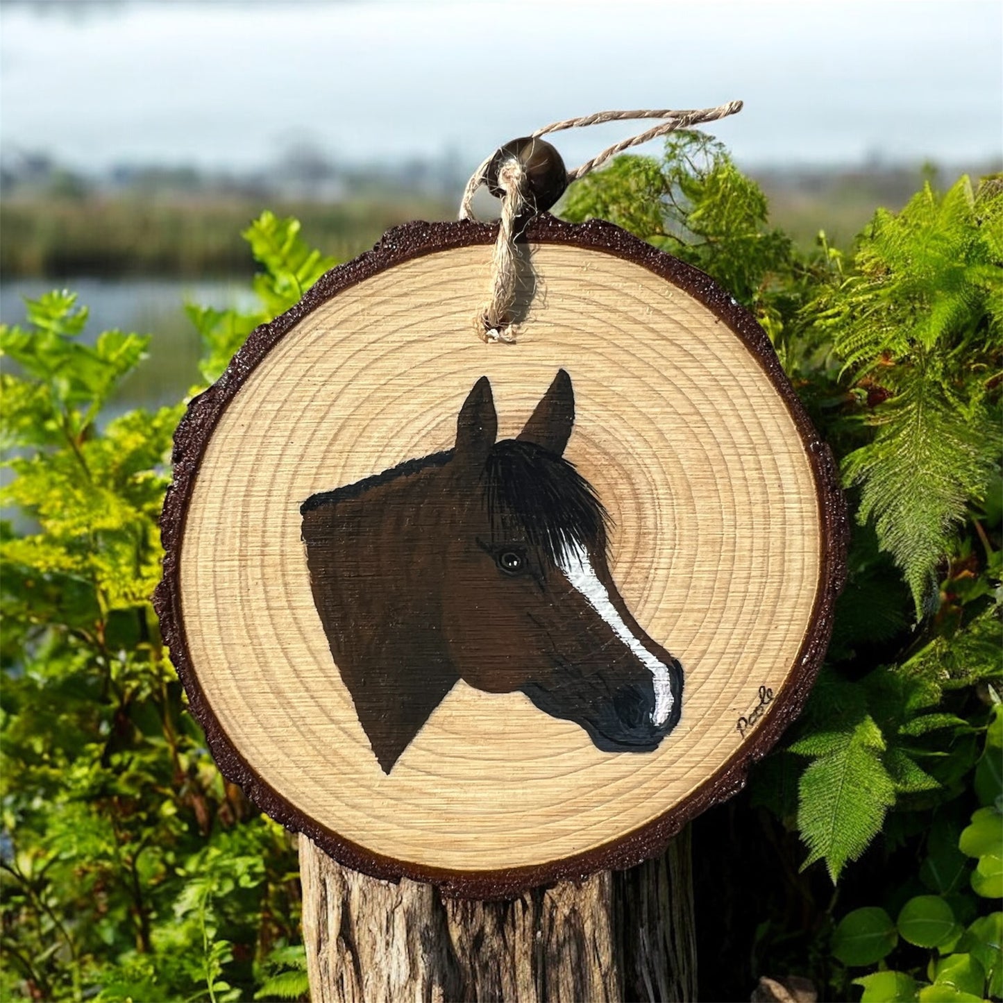 Hand Painted Horse Wood Slice Ornament