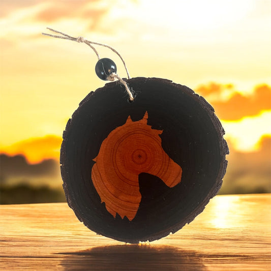 Hand Painted Horse Head Wood Slice Ornament Painted